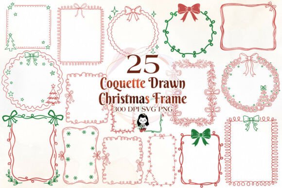 Download Coquette Doodle Christmas Frame SVG PNG - Coquette Collection