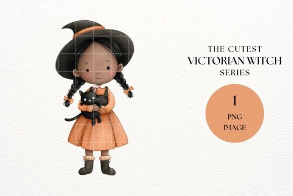 Download Cute Witch Girl with Cat Clipart - Premium Resources